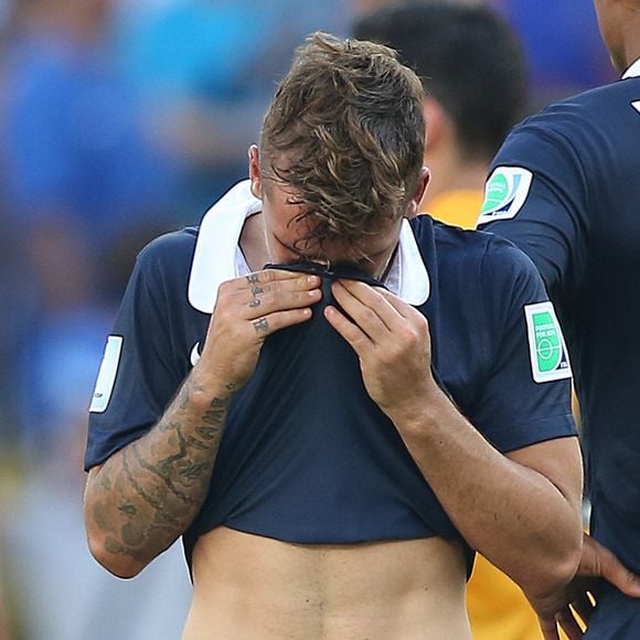 Antoine Griezmann - Tristesse de l'équipe de France suite à leur élimination du Mondial à Rio de Janeiro au Brésil le 4 juillet 2014. L'équipe de France quitte la compétition en quart de finale suite à leur défaite face à l'Allemagne 1 à 0 .