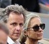 Anne-Sophie Lapix et son mari Arthur Sadoun en tribunes lors des Internationaux de France de Tennis de Roland Garros 2025, à Paris, France, le 6 juin 2025. © Jacovides-Moreau/Bestimage
