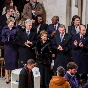 Le prince Albert II de Monaco, La reine Mathilde de Belgique, Le roi Philippe de Belgique La grande-duchesse Maria Teresa de Luxembourg, Le prince William, prince de Galles, Cérémonie de réouverture de la cathédrale Notre-Dame de Paris, le 7 décembre 2024. 
© Dominique Jacovides / Bestimage