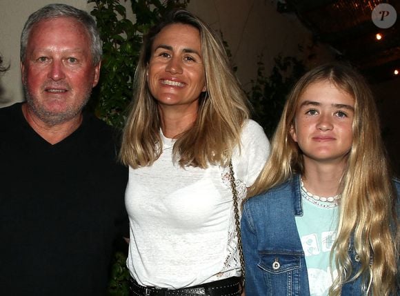 Exclusif - André Boudou, sa femme Adine et leur fille Alcéa lors de la soirée d'inauguration de l'Hôtel Lou Pinet et du restaurant Beefbar à Saint-Tropez le 11 juillet 2020. 
© Dominique Jacovides / Cyril Moreau / Bestimage