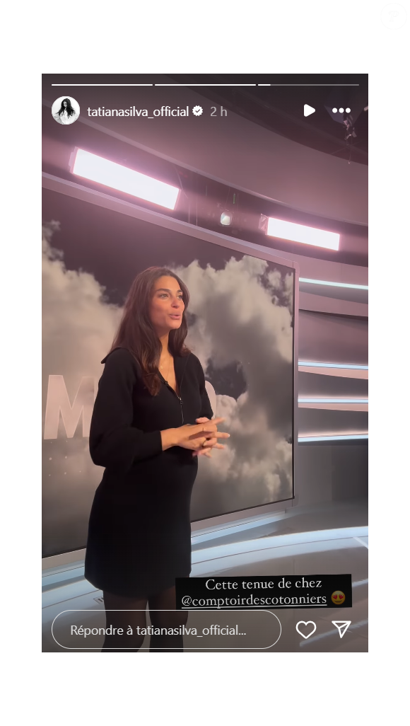 La preuve avec ce dernier look : une petite robe noire pour présenter la météo 

Tatiana Silva, enceinte et divine en robe noire pour présenter la météo.