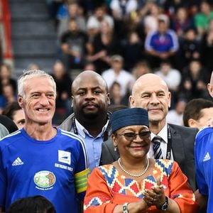 Zinédine Zidane, Didier Deschamps et Fabien Barthez - Les champions du monde de 98 ont défié les rugbymen du Stade toulousain lors d'une rencontre caritative pour l’association de Pascal Olmeta "Un sourire, un espoir pour la vie" sur la pelouse du stade Ernest Wallon à Toulouse, France, le 10 juillet 2017. © Agence/Bestimage