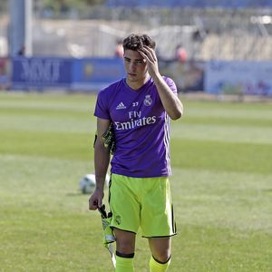 Luca Zidane (maillot violet), les fils de Zinedine Zidane, lors du match de foot de seconde division B opposant Fuenlabrada au Real Madrid Castilla. Madrid, le 25 septembre 2016.