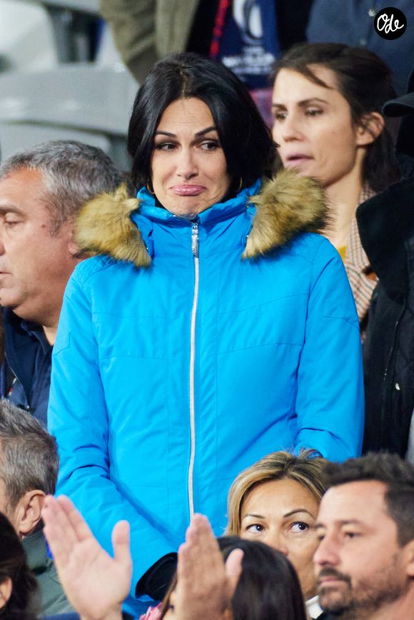 Helena Noguerra dans les tribunes de la coupe du Monde de Rugby France - Match de quart de finale "France-Afrique du Sud (28-29)" au Stade de France à Saint-Denis. © Moreau-Jacovides/Bestimage