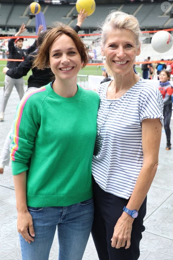 Nathalie Pechalat et Marie Barsacq, ministre française des Sports, de la Jeunesse et de la Vie associative, assistent à 'La Journée Evasion' de l'association Premiers de Cordée, au Stade de France, à St-Denis (saint-denis) près de Paris, France, le 28 mai 2025. Photo Jerome Domine/ABACAPRESS.COM