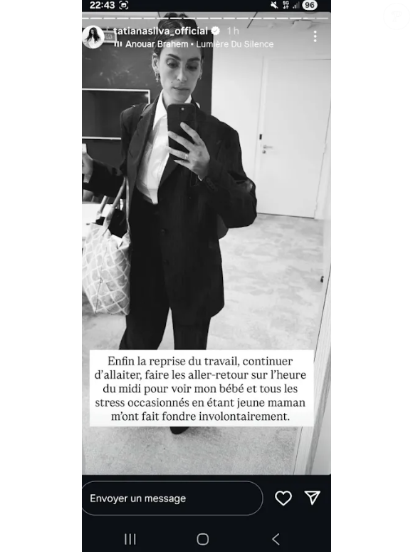 Et puis, le reste s'est fait naturellement : "La reprise du travail, continuer d'allaiter, faire les aller-retour sur l'heure du midi pour voir mon bébé et tout les stress occasionnés en étant une jeune maman m'ont fait fondre involontairement".

Tatiana Silva s'exprime sur sa perte de poids après sa grossesse.