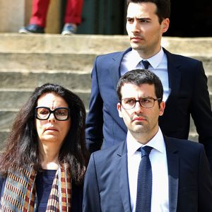 Françoise Bettencourt-Meyers et ses fils Nicolas Meyers et Jean-Victor Meyers - Jugements rendus des deux premiers procès de l'affaire dite Bettencourt pour trafic d'influence et abus de faiblesse sur la milliardaire Liliane Bettencourt. au tribunal de Bordeaux, le 28 mai 2015. Jean-Marc Lhomer / Bestimage