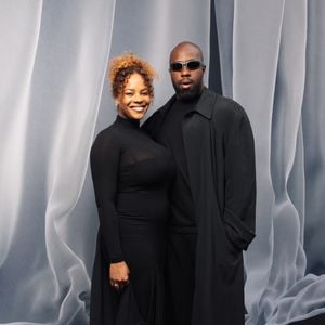 Teddy Riner et sa femme Luthna - Photocall du défilé de mode Femmes prêt-à-porter automne-hiver 2024/2025 "Balenciaga", dans la cour du Dôme des Invalides, lors de la fashion week de Paris. Le 3 mars 2024