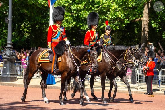 Le prince William, prince de Galles, La princesse Anne, - Les membres de la famille royale britannique lors de la cérémonie Trooping the Colour à Londres, le 14 juin 2025. 
© Backgrid / Bestimage