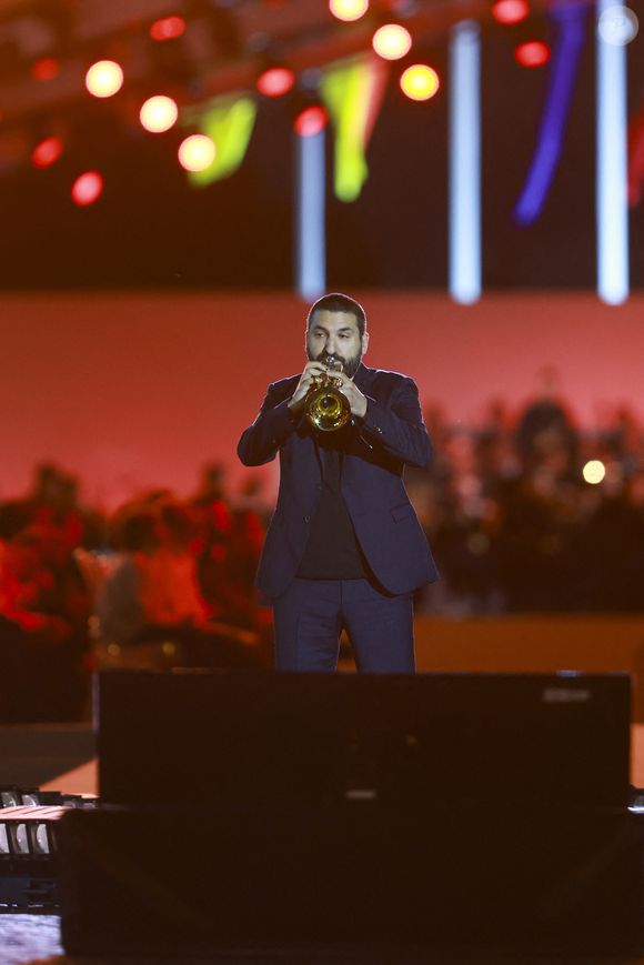 Exclusif - Ibrahim Maalouf - Emission "Le concert pour la paix" sur les Champs-Elysées à Paris, retransmis en direct sur France 2, le 8 mai 2025. © Christophe Clovis - Pierre Perusseau / Bestimage