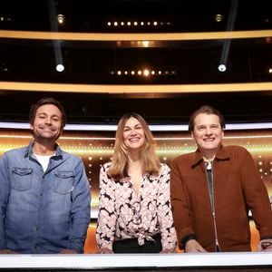 Exclusif - Bertrand Chameroy, Benabar, Hélèna Noguera, lors de l'enregistrement de l'émission "100% Logique", présentée par C.Féraud et diffusée le 18 avril 2026 sur France 2, à Paris, France, le 20 février 2026. © Jack Tribeca/Bestimage