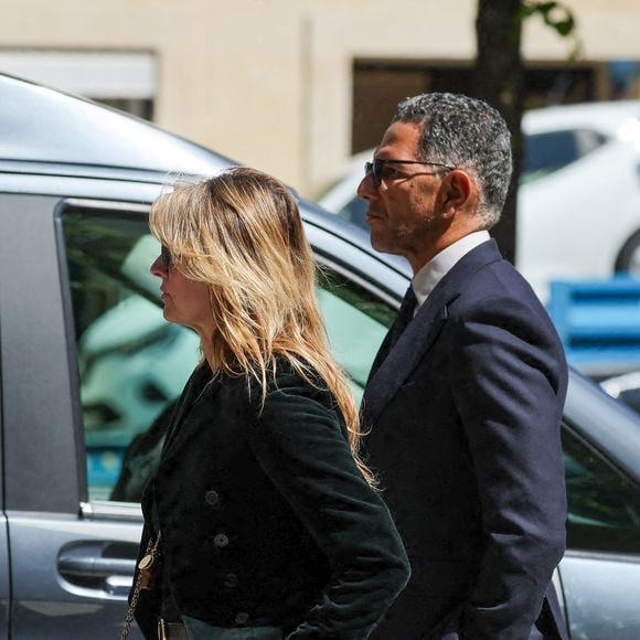 Sarah Poniatowski (Lavoine) et son compagnon Roschdy Zem -  Arrivées aux obsèques du prince Jean-Stanislas Poniatowski en l'Eglise polonaise à Paris, France, le 29 avril 2024. © Jacovides-Moreau/Bestimage