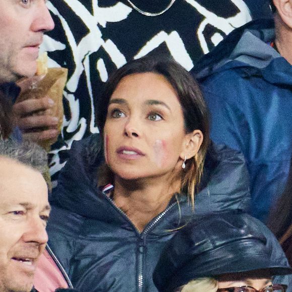 Marine Lorphelin (Miss France 2013) - People des les tribunes de la coupe du Monde de Rugby France 2023 - Match de quart de finale "France-Afrique du Sud (28-29)" au Stade de France à Saint-Denis 15 octobre 2023. © Moreau-Jacovides/Bestimage