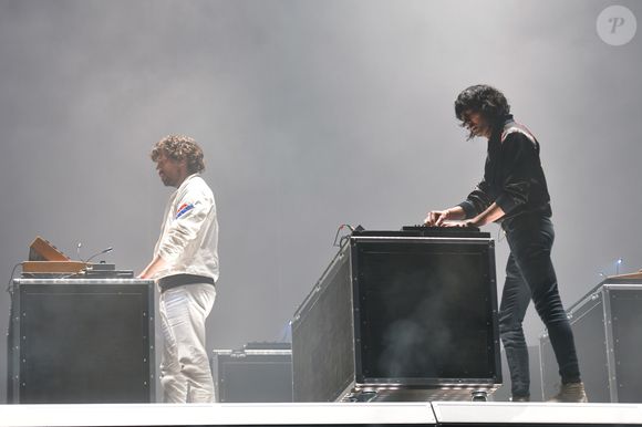Xavier de Rosnay et Gaspard Augé du groupe de musique électronique français Justice en concert lors du Festival Rock En Seine dans le Domaine de Saint-Cloud, France, le 26 août 2018. © Giancarlo Gorassini/Bestimage