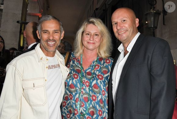 Exclusif - Paul Belmondo, sa femme Luana et Stéphane Carpentier lors de la soirée d'inauguration de la brasserie Paul Bocuse dans l'hôtel du Louvre, dans le 1er arrondissement de Paris, France, le 12 septembre 2019.© Coadic Guirec/Bestimage