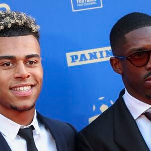 Désiré Doué (PSG) - Ousmane Dembélé (PSG) - Photocall de la 34ème édition des Trophées UNFP du Football au Palais Brongniart à Paris le 11 mai 2026. © Michael Baucher/PsnewZ/Bestimage
