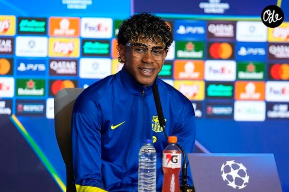 Lamine Yamal, du FC Barcelone, lors de la conférence de presse précédant le match retour des quarts de finale de la Ligue des champions de l'UEFA contre l'Atlético de Madrid. 13 avril 2026. © Acero/Alterphotos/Psnewz/Bestimage