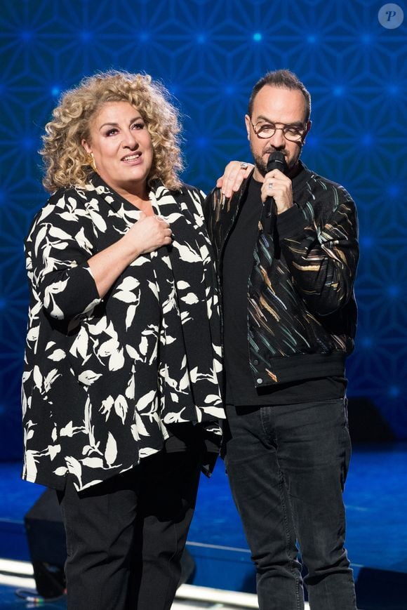 Marianne James et Jarry - Enregistrement de l'émission "La Boîte à Secrets", le 18 janvier 2021. © Tiziano Da Silva / Bestimage