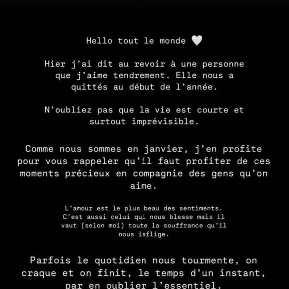Clémence Botino annonce avoir perdu un être cher