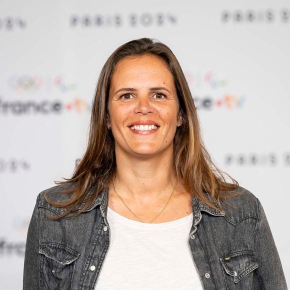 Laure Manaudou lors de la présentation des journalistes et chroniqueurs de France Télévisions pour les Jeux Olympiques au musée de l'Homme à Paris.
© Pierre Perusseau / Bestimage