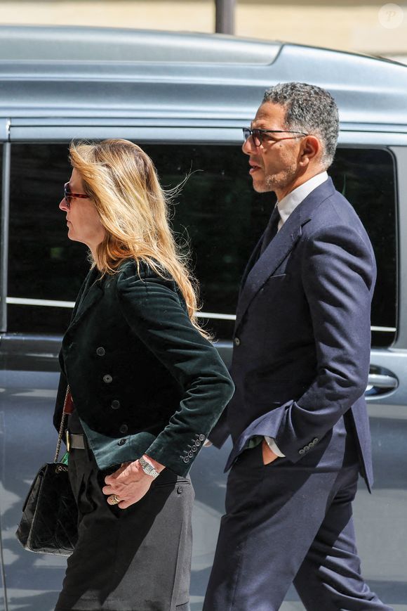 Sarah Poniatowski (Lavoine) et son compagnon Roschdy Zem -  Arrivées aux obsèques du prince Jean-Stanislas Poniatowski en l'Eglise polonaise à Paris, France, le 29 avril 2024. © Jacovides-Moreau/Bestimage