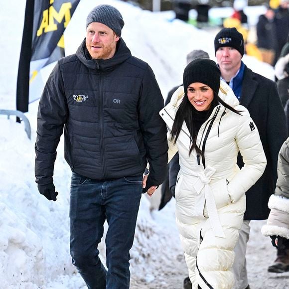 Le duc et la duchesse de Sussex à la cérémonie de bienvenue à Whistler pendant les Invictus Games à Whistler, Canada, le 10 février 2025. Photo bb Bruce Adams/Daily Mail/dmg media Licensing/ABACAPRESS.COM