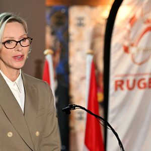 La princesse Charlène de Monaco assiste à la présentation de la saison 2026-2027 et des grandes échéances futures de la Fédération Monégasque de Rugby au Monte Carlo Bay, à Monaco, le 7 octobre 2026.  © Claudia Albuquerque / Bestimage