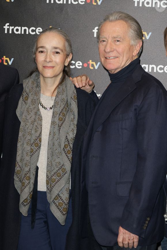 Delphine Ernotte, présidente de France Télévisions, William Leymergie - Photocall à l'occasion des 40 ans de l'émission "Télématin" au siège de France Télévisions à Paris le 6 février 2025. © Coadic Guirec/Bestimage