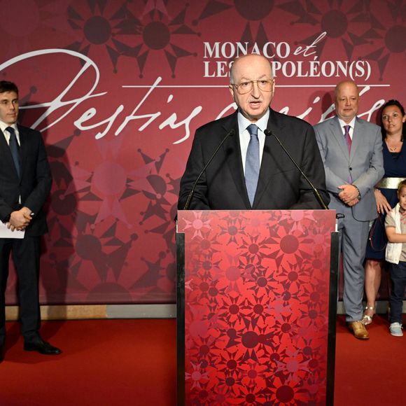 Le prince Albert II de Monaco et Louis Ducruet lors de l'inauguration de l'exposition "Monaco et les Napoléon(s) - Destins croisés", au Grimaldi Forum à Monaco, le 10 juillet 2025.

Photo : Bruno Bebert / Bestimage