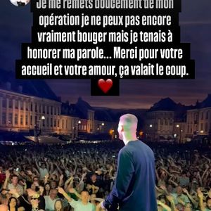 M. Pokora en concert à Aire-sur-la-Lys, dans une vidéo postée en story sur son compte Instagram, ce dimanche 7 septembre 2025.