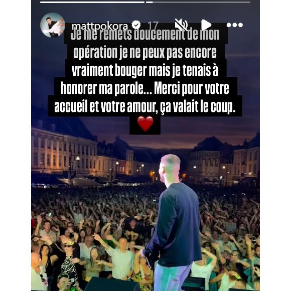 M. Pokora en concert à Aire-sur-la-Lys, dans une vidéo postée en story sur son compte Instagram, ce dimanche 7 septembre 2025.