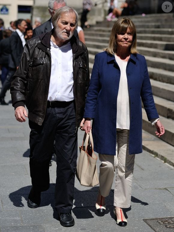 Chantal Goya et Jean-Jacques Debout lors des obsèques de l'acteur Roger Dumas qui se sont déroulées à l'église Saint Roch à Paris, France, le 7 juillet 2016. Photo by ABACAPRESS.COM