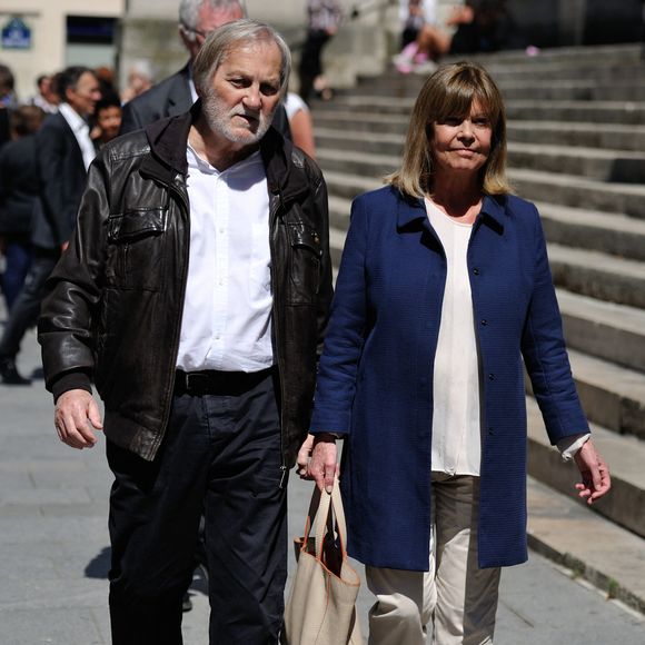 Chantal Goya et Jean-Jacques Debout lors des obsèques de l'acteur Roger Dumas qui se sont déroulées à l'église Saint Roch à Paris, France, le 7 juillet 2016. Photo by ABACAPRESS.COM