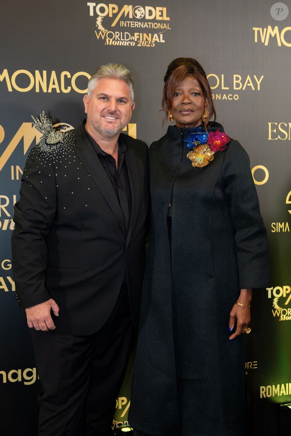 Jeremy Urbain & Rebecca Ayoko lors de la 21ème édition du concours de beauté "Top Model International" dans la salle des Étoiles du Sporting de Monte-Carlo, Monaco, le 174 mai 2025. © Martin Bousseau/Bestiamge