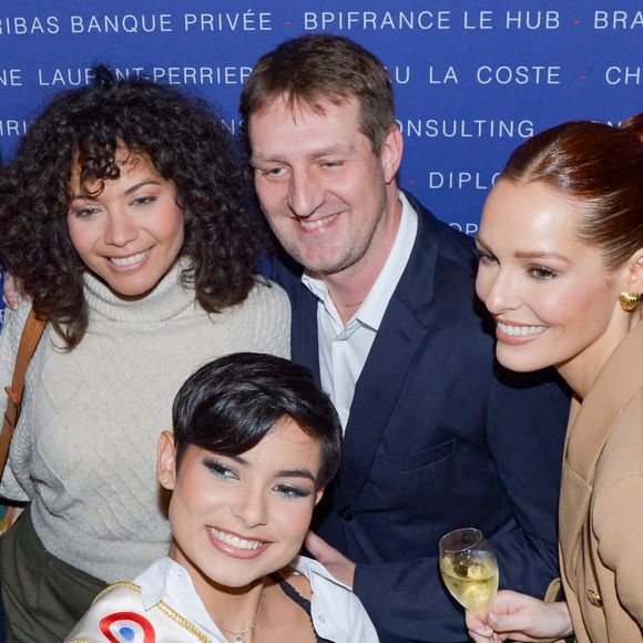 Exclusif - Amandine Petit (miss France 2021), Vaimalama Chaves (Miss France 2019), Eve Gilles (Miss France 2024), Frédéric Gilbert ( Président de la société Miss France) et Maëva Coucke (Miss France 2018) - Déjeuner du Chinese Business Club à l'occasion de la Journée internationale des droits des femmes à l'hôtel intercontinental à Paris le 7 mars 2024. © Rachid Bellak/Bestimage