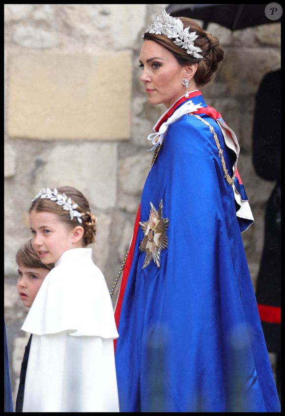 Prince of Wales, Princess of  Wales, Princess Charlotte and Prince Louis outside Westminster Abbey during the coronation ceremony in London, UK on May 6, 2023. Photo by Andrew Parsons/Parsons Media/ABACAPRESS.COM