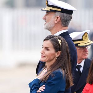 Le roi Felipe VI et la reine Letizia d'Espagne président les adieux du « Juan Sebastián de Elcano » avec l'Infante Leonor comme aspirante à Cadix - King Felipe, Farewell ceremony on the occasion of the departure of the training ship ‘Juan Sebastián de Elcano’ in the port of Cadiz, Spain, 11 January 2025. ( DANA-No: 02576853 )