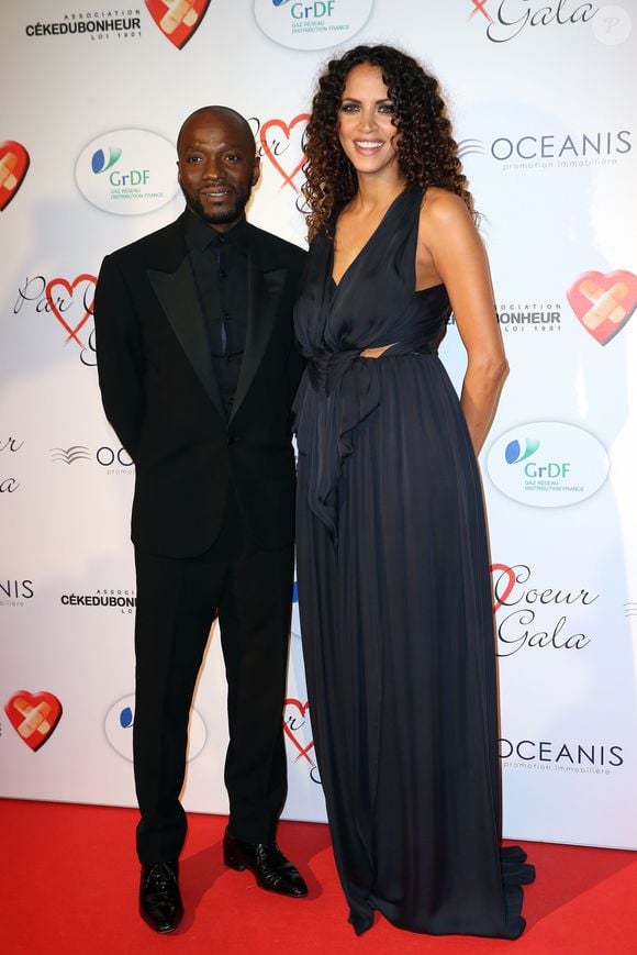 Claude Makelele et Noémie Lenoir au gala "Par Coeur" pour les 10 ans de l'association "Cekedubonheur" au pavillon d'Armenonville à Paris.