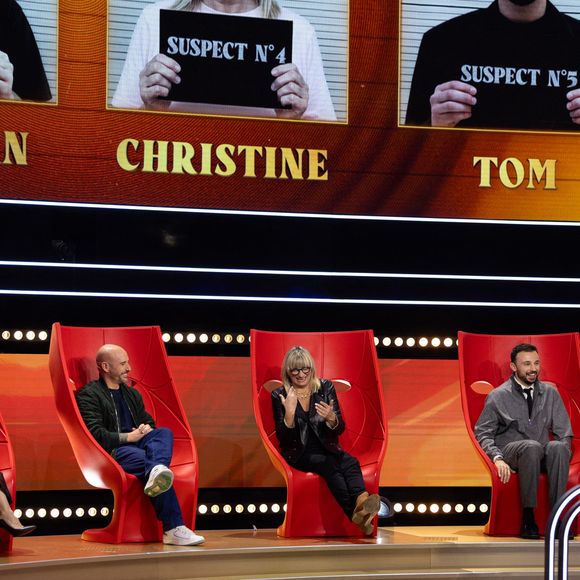 Exclusif - Antoine Duléry, Cartman, Natasha St Pier, Christine Bravo, Christelle Chollet, Tom Villa lors de l'enregistrement de l'émission "Qui Ment?" présentée par B.Guillon et diffusée le 20 août 2026 sur France 2, à Saint-Denis, Seine Daint-Denis, France, le 24 novembre 2025. © Jeremy Melloul/Bestimage