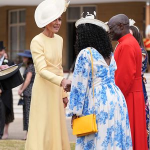Catherine (Kate) Middleton, princesse de Galles, lors de la Royal Garden Party de Buckingham Palace à Londres, le 20 mai 2025. Elle porte une robe d'Emilia Wickstead. © Aaron Chown/WPA-Pool / Julien Burton via Bestimage