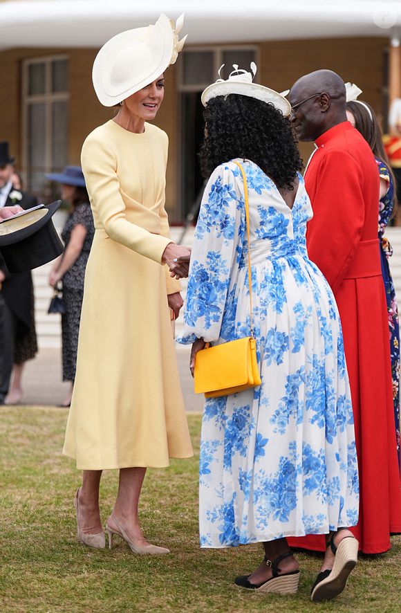Catherine (Kate) Middleton, princesse de Galles, lors de la Royal Garden Party de Buckingham Palace à Londres, le 20 mai 2025. Elle porte une robe d'Emilia Wickstead. © Aaron Chown/WPA-Pool / Julien Burton via Bestimage