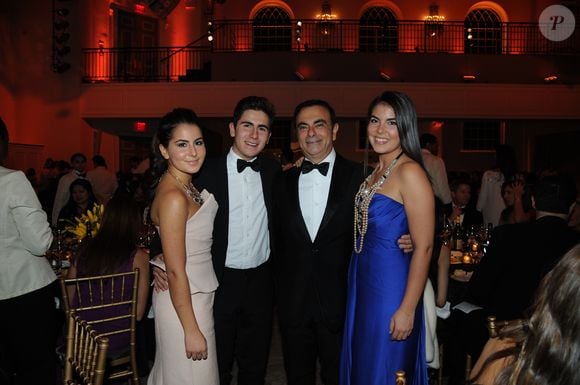 Archive - Carlos Ghosn avec ses enfants Maya Ghosn, Anthony Ghosn, Caroline Ghosn au gala annuel de l’institut français à New York le 15 décembre 2018.