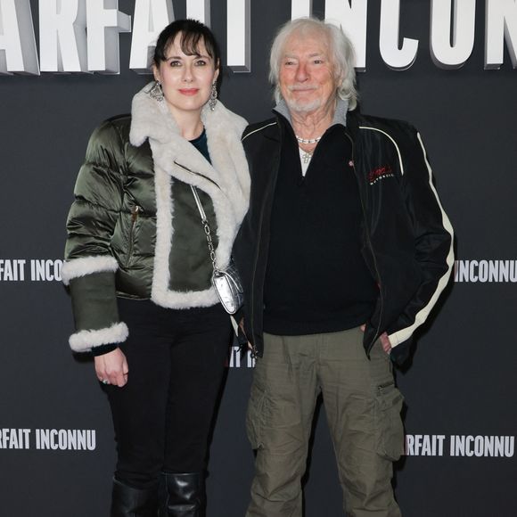 Hugues Aufray avec sa femme Muriel Mégevand à l'avant-première du film "Un parfait inconnu" au Grand Rex, le 15 janvier 2025. © Coadic Guirec/Bestimage