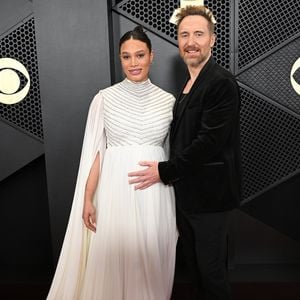 David Guetta et sa compagne Jessica Ledon, enceinte -  Arrivées à la 66ème édition des Grammy Awards à la Crypto.com Arena à Los Angeles le 4 février 2024. Broadimage / Bestimage