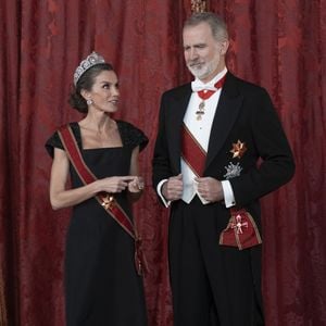 Le roi Felipe VI et la reine Letizia d'Espagne, accueillent Frank-Walter Steinmeier (Président fédéral de l'Allemagne) et sa femme Elke Budenbender pour un dîner de gala en leur honneur au palais royal à Madrid. Photo par LALO YASKY / BESTIMAGE