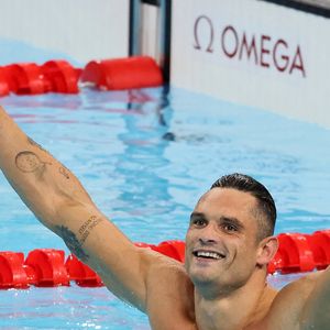 Florent Manaudou obtient la médaille de bronze sur 50 m nage libre lors des Jeux Olympiques de Paris 2024 (JO) à Paris La Defense Arena à Nanterre le 2 Aout 2024. © Dominique Jacovides-Pierre Perusseau/Bestimage