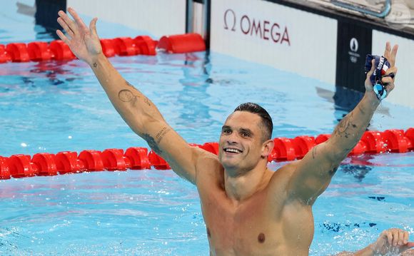 Florent Manaudou obtient la médaille de bronze sur 50 m nage libre lors des Jeux Olympiques de Paris 2024 (JO) à Paris La Defense Arena à Nanterre le 2 Aout 2024. © Dominique Jacovides-Pierre Perusseau/Bestimage