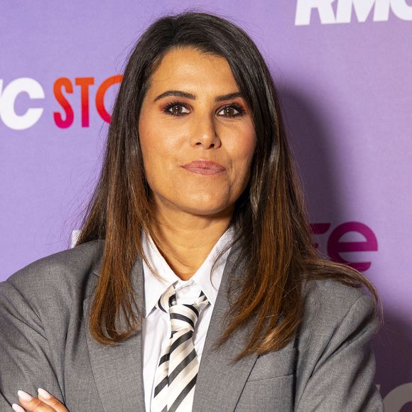 Karine Ferri lors de la conférence de presse de rentrée des chaînes du groupe RMC-BFM à Paris. 
© Pierre Perusseau / Bestimage