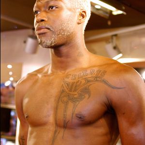 Djibril Cissé lors d’un événement à l’Adidas Store de la rue de Rivoli, à Paris, le 4 juin 2003. © Agence/Bestimage