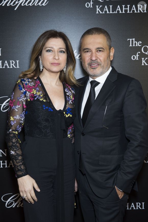 Elie Saab et sa femme Claudine lors du photocall de la présentation de la collection Chopard ''The Queen of Kalahari'' au théâtre du Châtelet à Paris, le 21 janvier 2017. © Olivier Borde/Bestimage